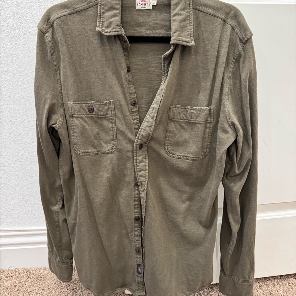 Men's Faherty Olive Green Shirt